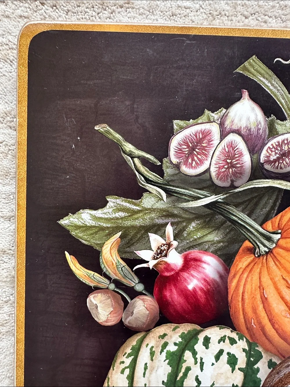 Set of 4 Williams Sonoma Harvest Pumpkin Cork-Backed Placemats